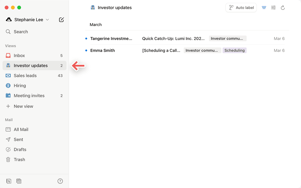 Keep emails that matter to you in their own views
