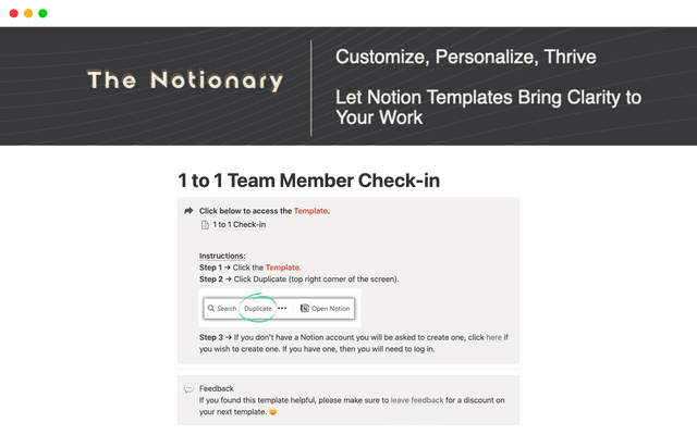 1 to 1 Team Member Check-in