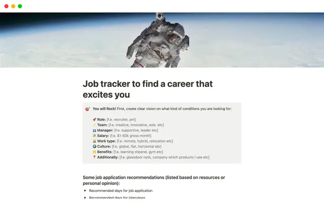 Job tracker to find a team that excites you